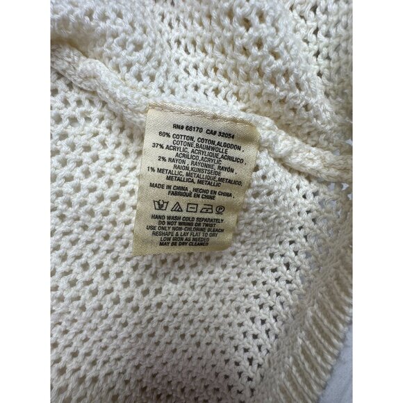 Anthropologie Moth Pointelle Knit Long Sleeve Tunic size Large Petite Cream - Picture 3 of 6